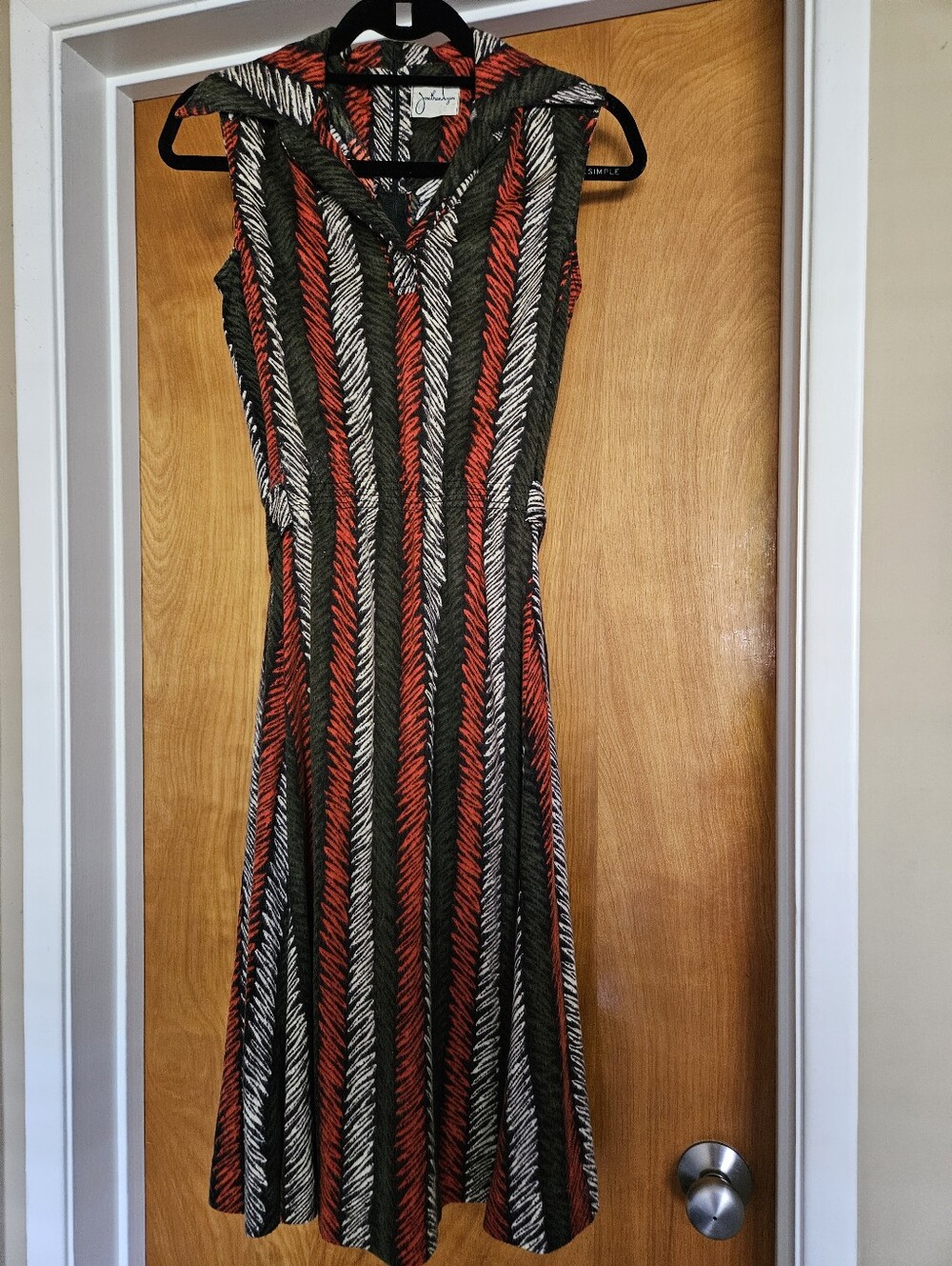 Vintage Jonathan Logan Chevron Knit Dress | Button Tab Waist | Union Made | XS